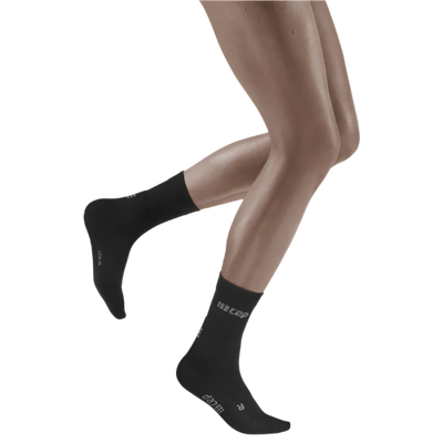 Cold Weather Mid-Cut Socks, Women, Black - Front View Model