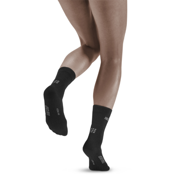 Cold Weather Mid-Cut Socks, Women, Black - Back View Model