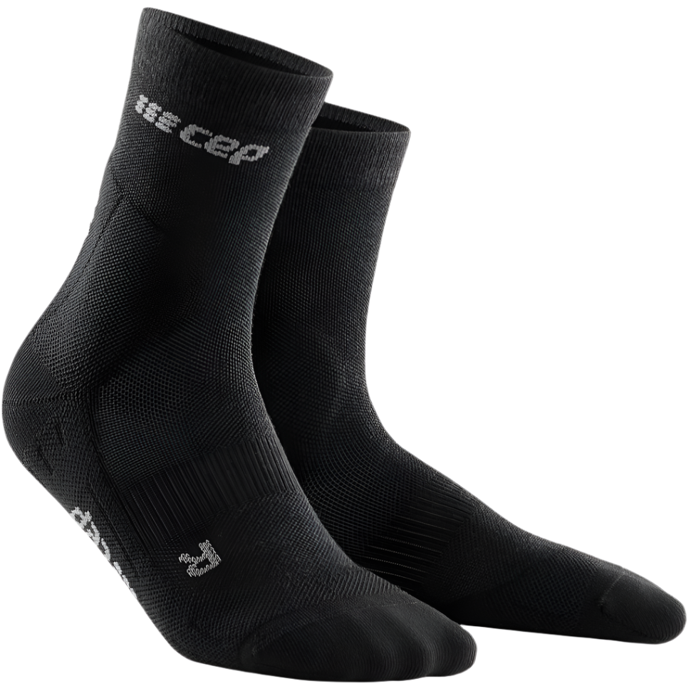 Cold Weather Mid-Cut Socks, Men, Black - Side View