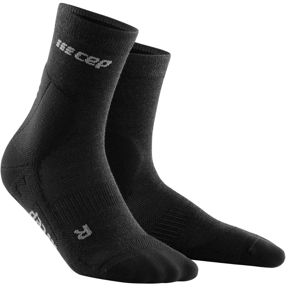 Cold Weather Mid-Cut Socks, Men, Black - Side View