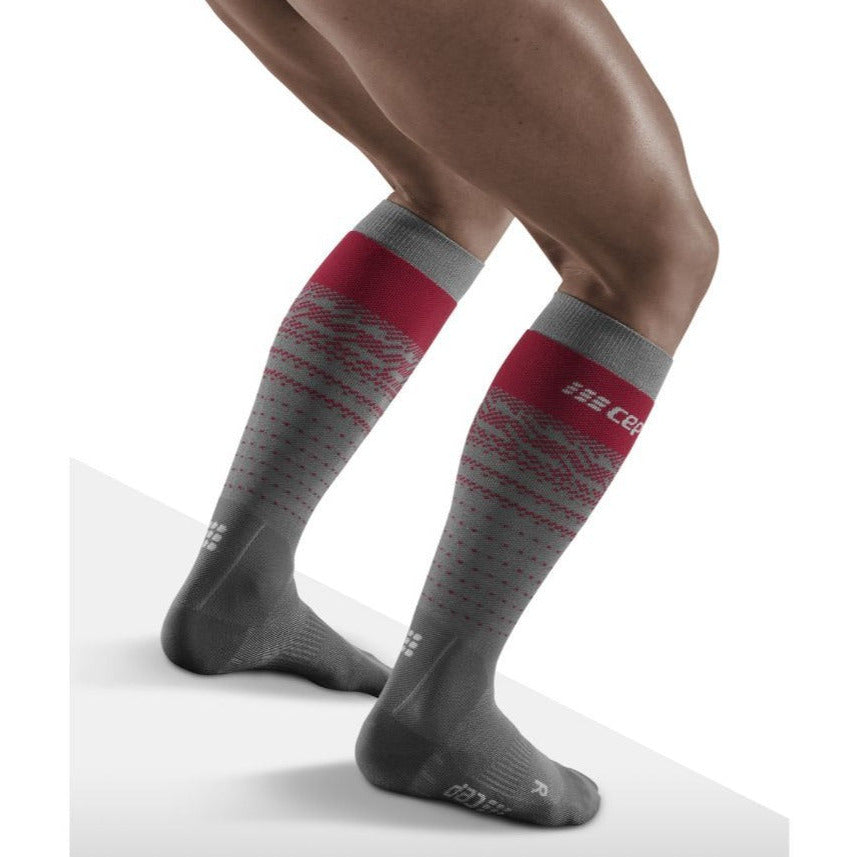 Ski Thermo Merino Socks, Men, Grey/Red - Back View Model