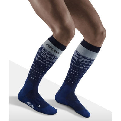Ski Thermo Merino Socks, Men, Blue/Grey - Front View Model