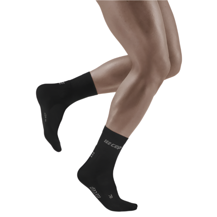 Cold Weather Mid-Cut Socks, Men, Black - Front View Model