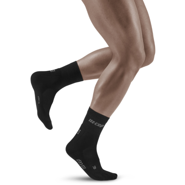 Cold Weather Mid-Cut Socks, Men, Black - Front View Model