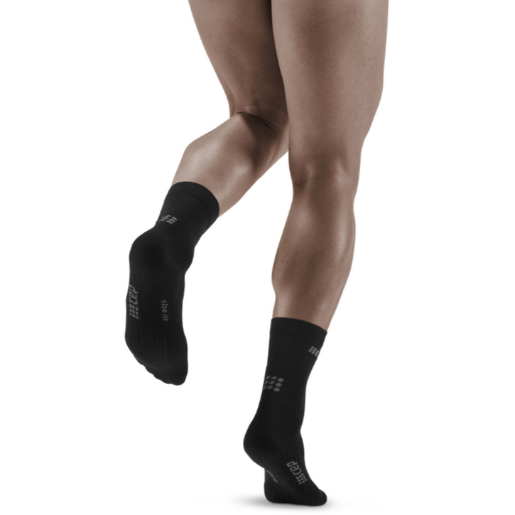 Cold Weather Mid-Cut Socks, Men, Black - Back View Model