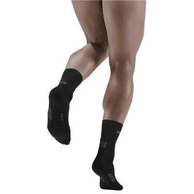 Cold Weather Mid-Cut Socks, Men, Black - Back View Model