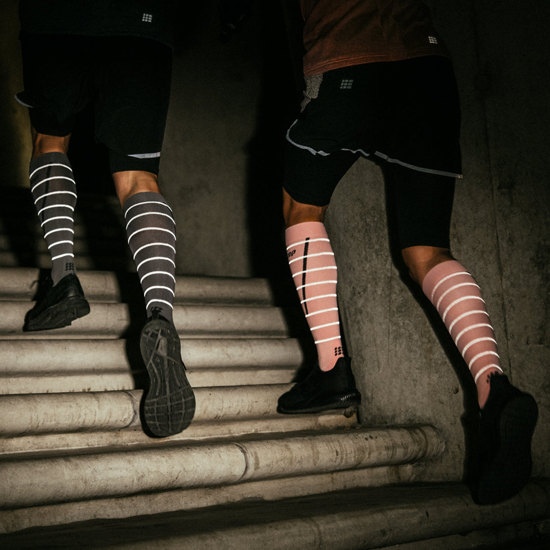 Reflective Tall Compression Socks, Women, Grey/Silver, Lifestyle 3