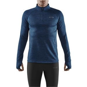 Winter Run Quarter Zip Pullover, Men, Dark Blue Melange