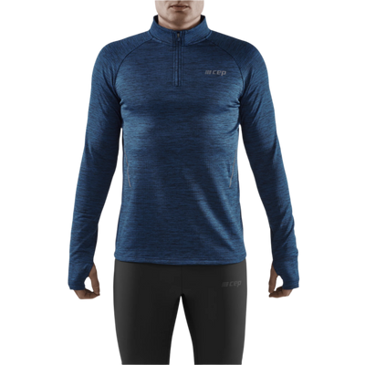 Winter Run Quarter Zip Pullover, Men, Dark Blue Melange
