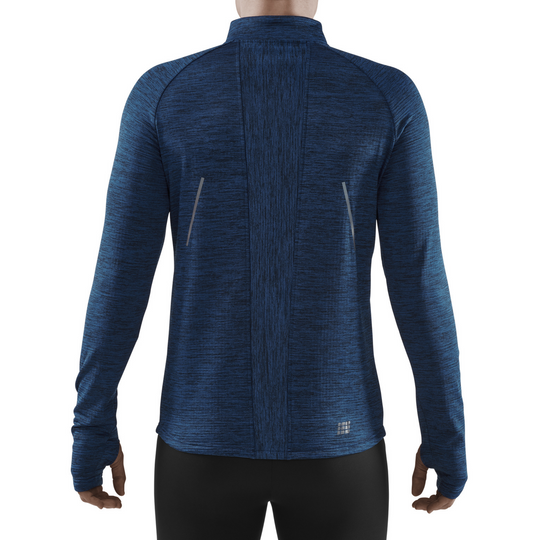 Winter Run Quarter Zip Pullover, Men, Dark Blue Melange, Back View Model