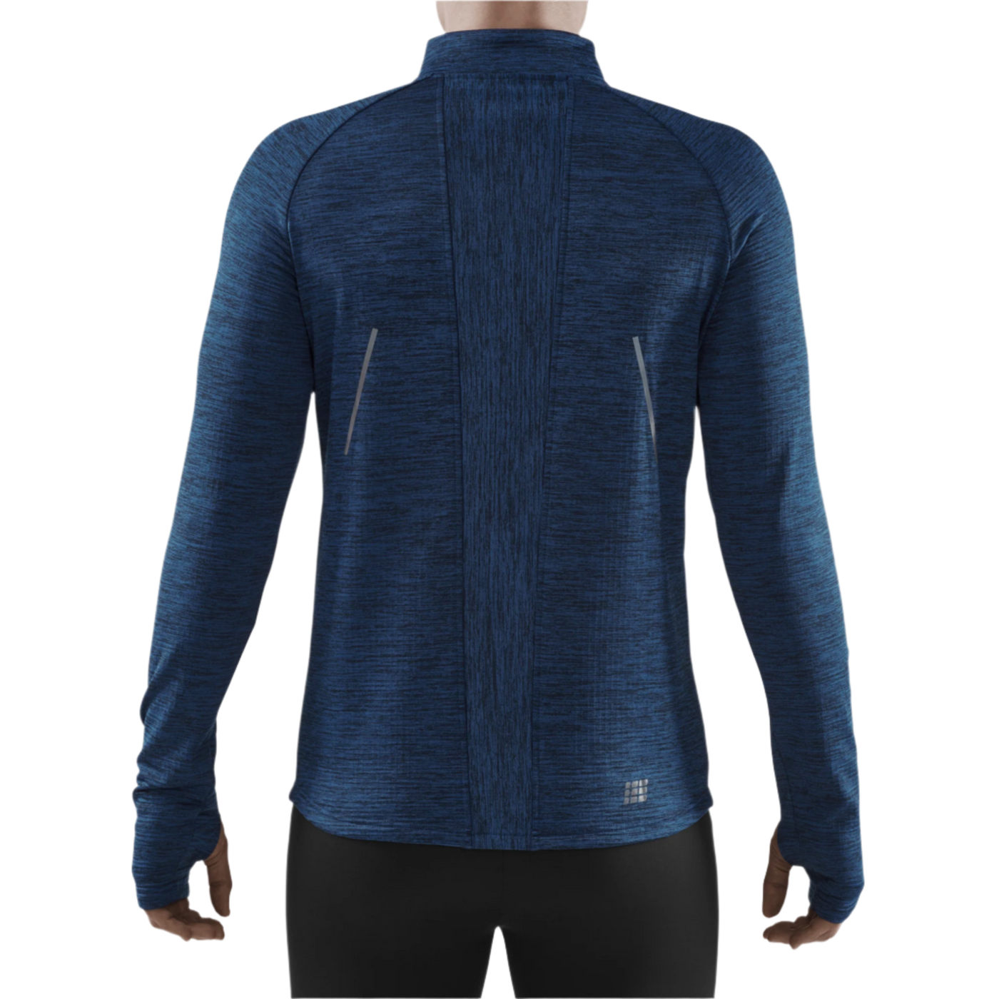 Winter Run Quarter Zip Pullover, Men, Dark Blue Melange, Back View Model