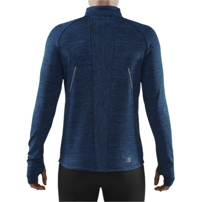Winter Run Quarter Zip Pullover, Men, Dark Blue Melange, Back View Model