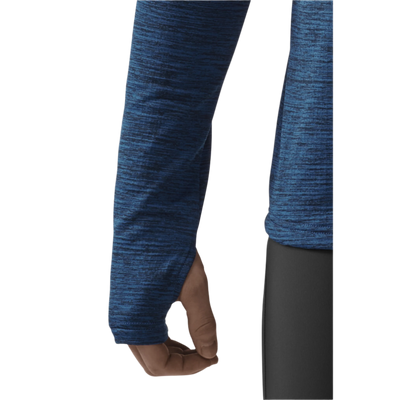 Winter Run Quarter Zip Pullover, Men, Dark Blue Melange, Sleeve Detail