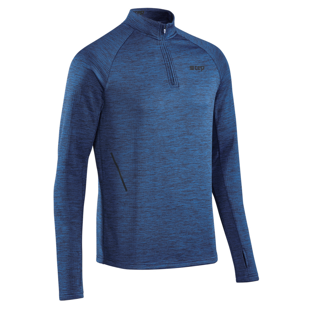 Winter Run Quarter Zip Pullover, Men, Dark Blue Melange, Front View