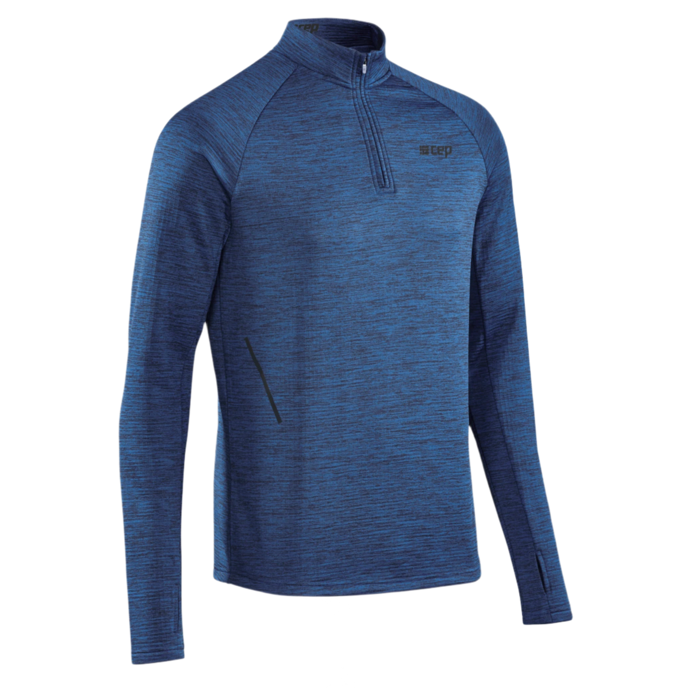 Winter Run Quarter Zip Pullover, Men, Dark Blue Melange, Front View