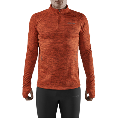 Winter Run Quarter Zip Pullover, Men, Dark Orange Melange