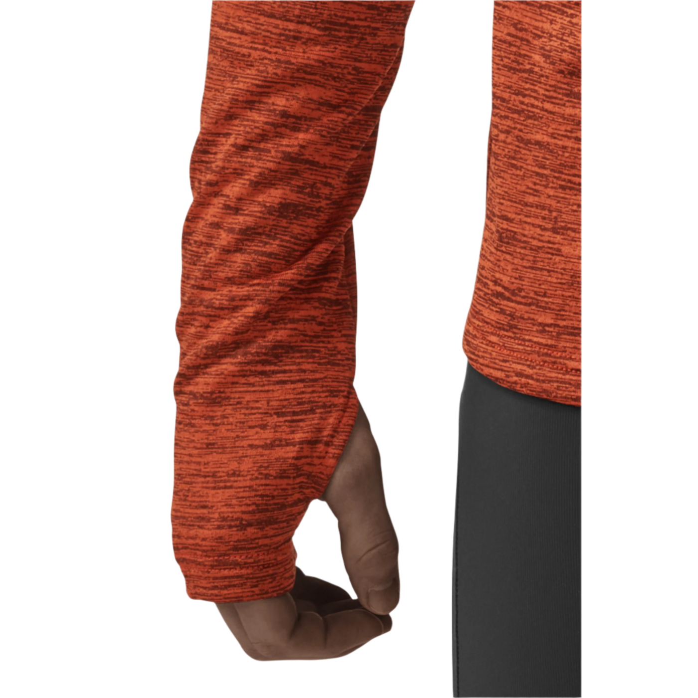 Winter Run Quarter Zip Pullover, Men, Dark Orange Melange, Sleeve Detail