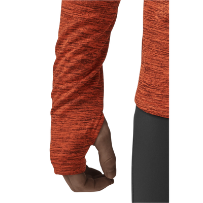 Winter Run Quarter Zip Pullover, Men, Dark Orange Melange, Sleeve Detail
