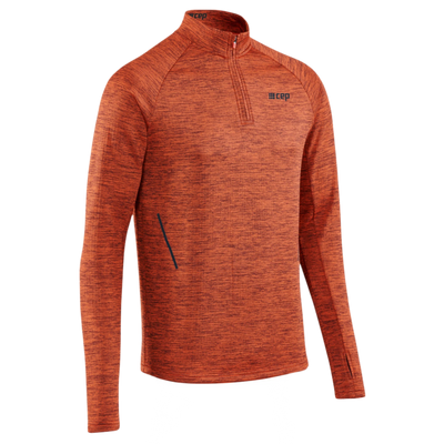 Winter Run Quarter Zip Pullover, Men, Dark Orange Melange, Front View