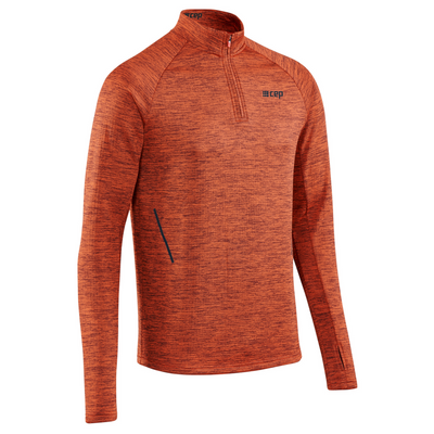 Winter Run Quarter Zip Pullover, Men, Dark Orange Melange, Front View