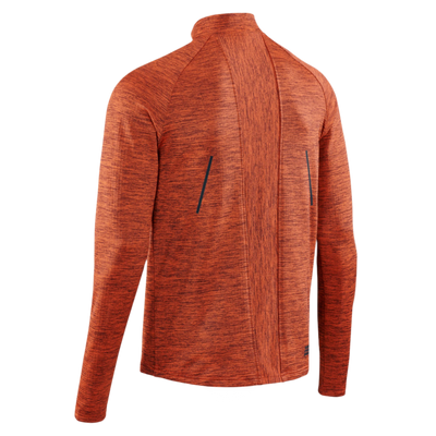 Winter Run Quarter Zip Pullover, Men, Dark Orange Melange, Back View