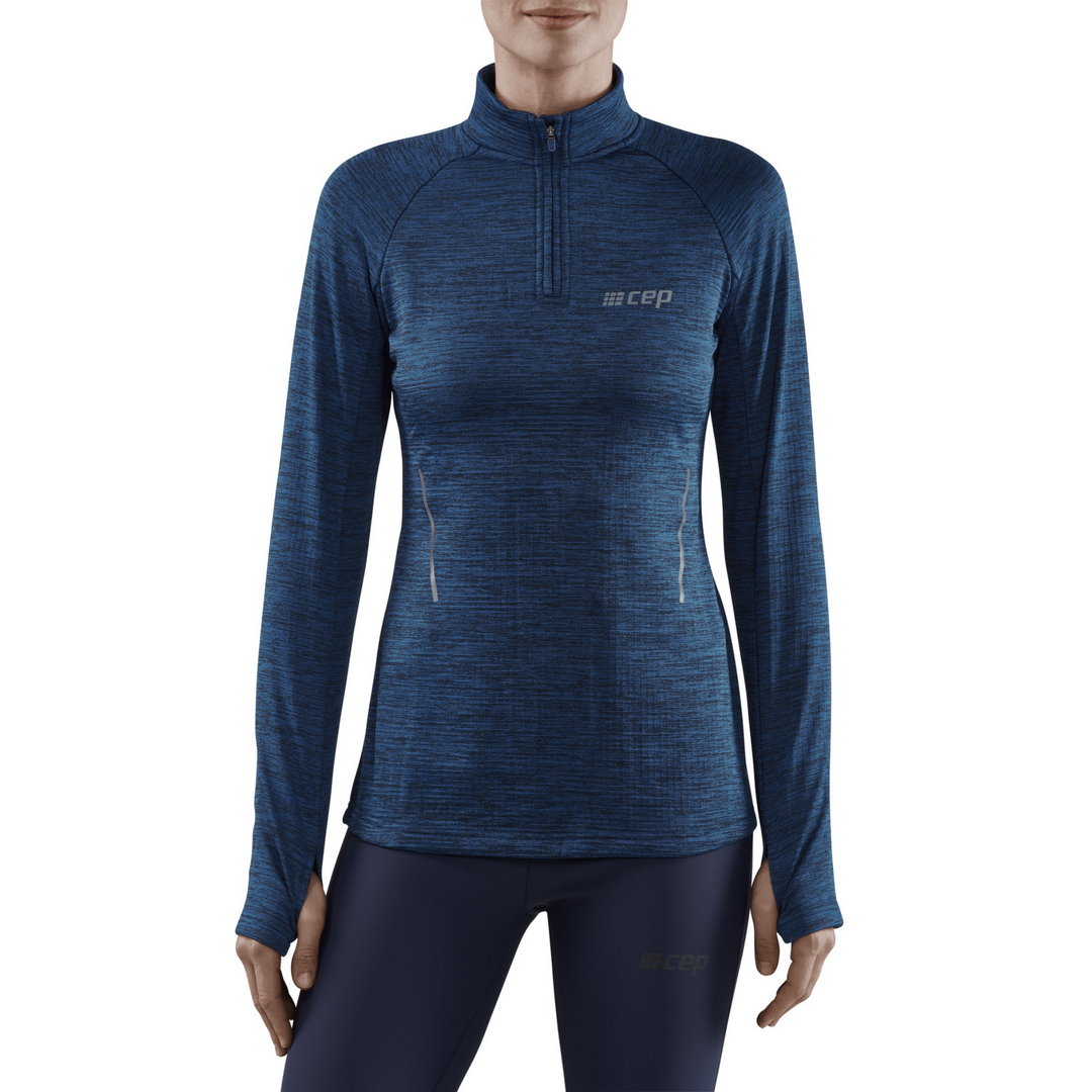 Winter Run Quarter Zip Pullover, Women, Dark Blue Melange