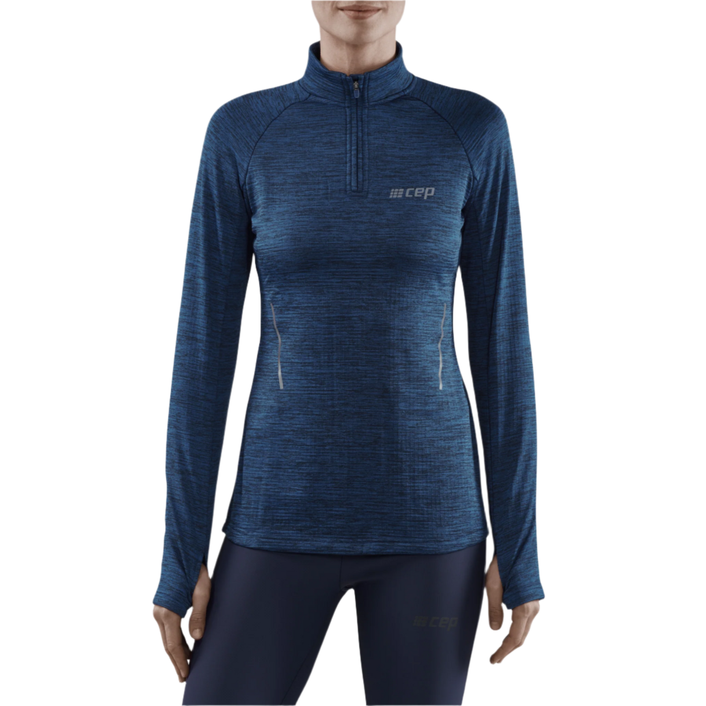 Winter Run Quarter Zip Pullover, Women, Dark Blue Melange