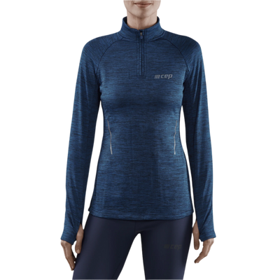 Winter Run Quarter Zip Pullover, Women, Dark Blue Melange
