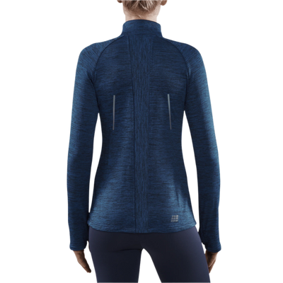 Winter Run Quarter Zip Pullover, Women, Dark Blue Melange, Back View Model
