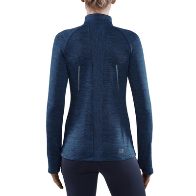 Winter Run Quarter Zip Pullover, Women, Dark Blue Melange, Back View Model