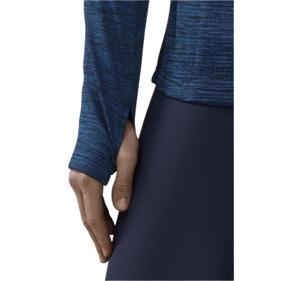 Winter Run Quarter Zip Pullover, Women, Dark Blue Melange, Sleeve Detail