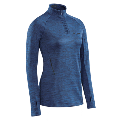 Winter Run Quarter Zip Pullover, Women, Dark Blue Melange, Front View