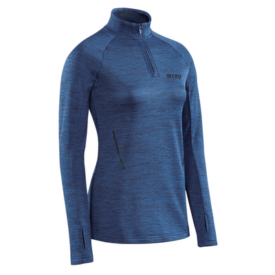 Winter Run Quarter Zip Pullover, Women, Dark Blue Melange, Front View