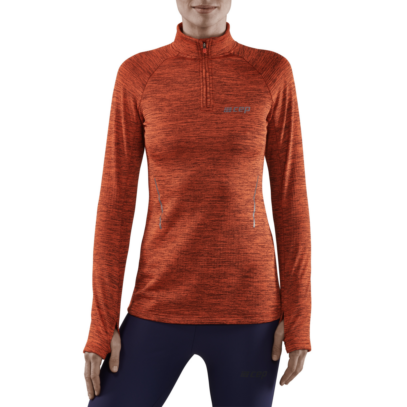 Winter Run Quarter Zip Pullover, Women, Dark Orange Melange