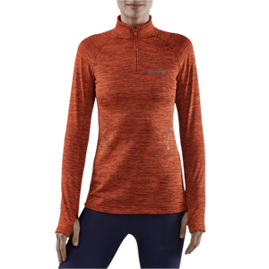 Winter Run Quarter Zip Pullover, Women, Dark Orange Melange