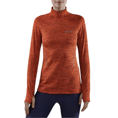 Winter Run Quarter Zip Pullover, Women, Dark Orange Melange