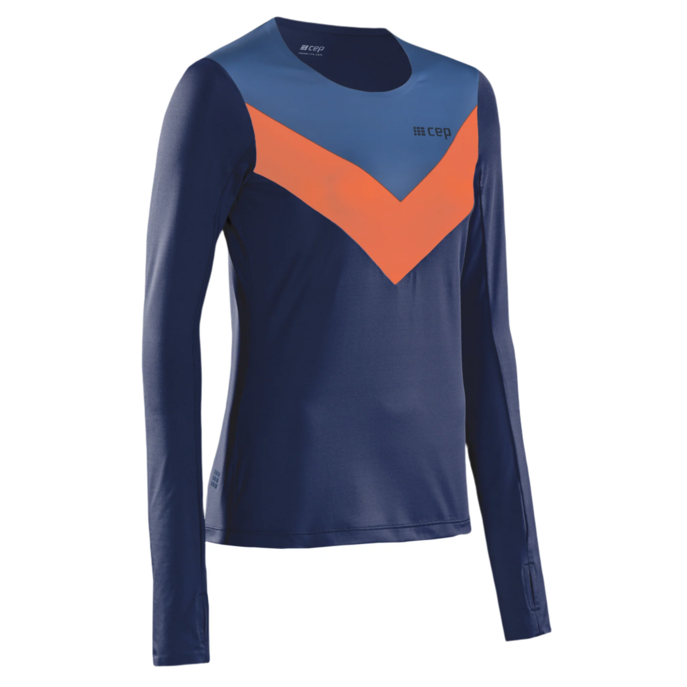 Chevron Long Sleeve Shirt, Women, Peacoat/Blue, Front View