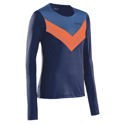 Chevron Long Sleeve Shirt, Women, Peacoat/Blue, Front View