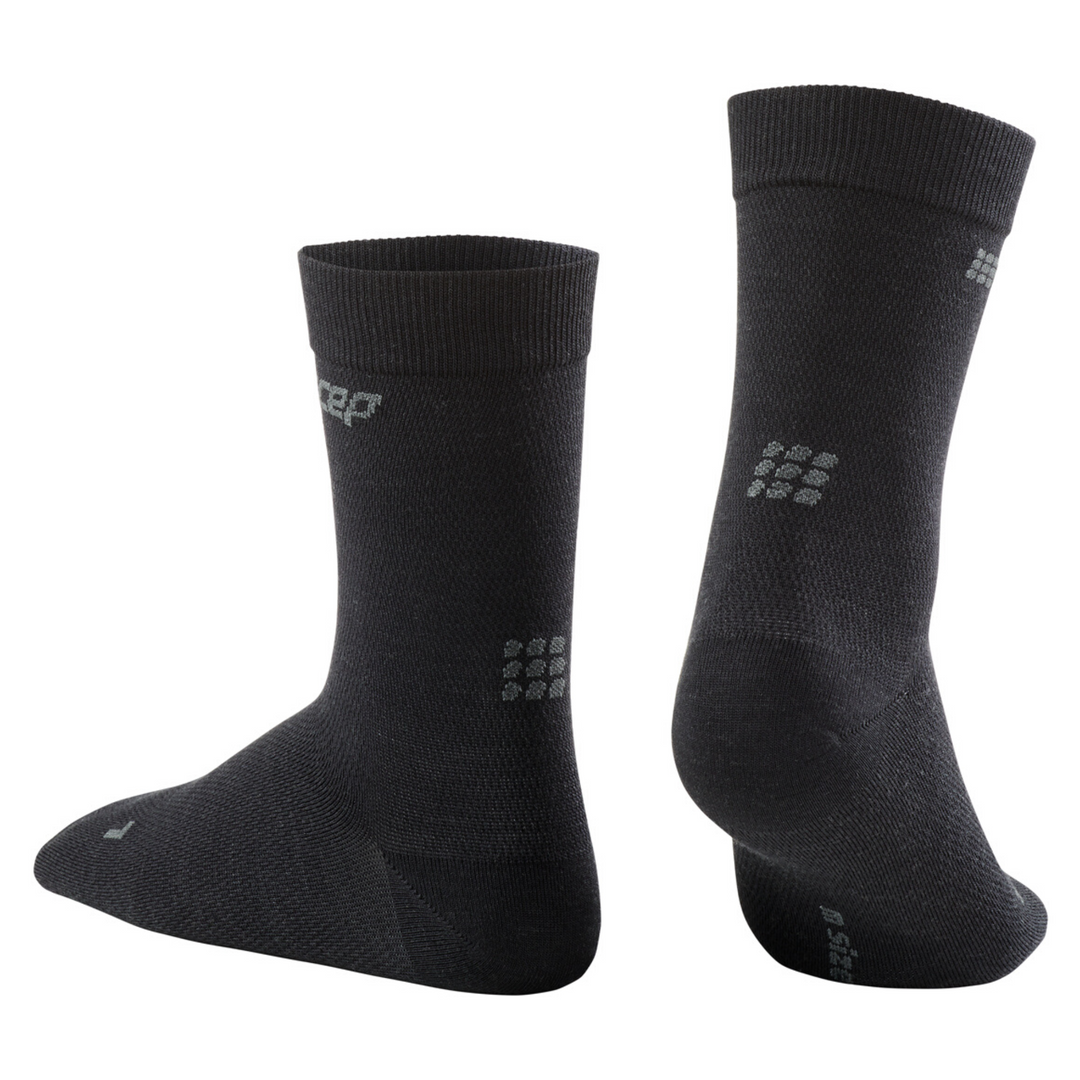 Allday Merino Mid Cut Compression Socks, Men, Anthracite, Back View