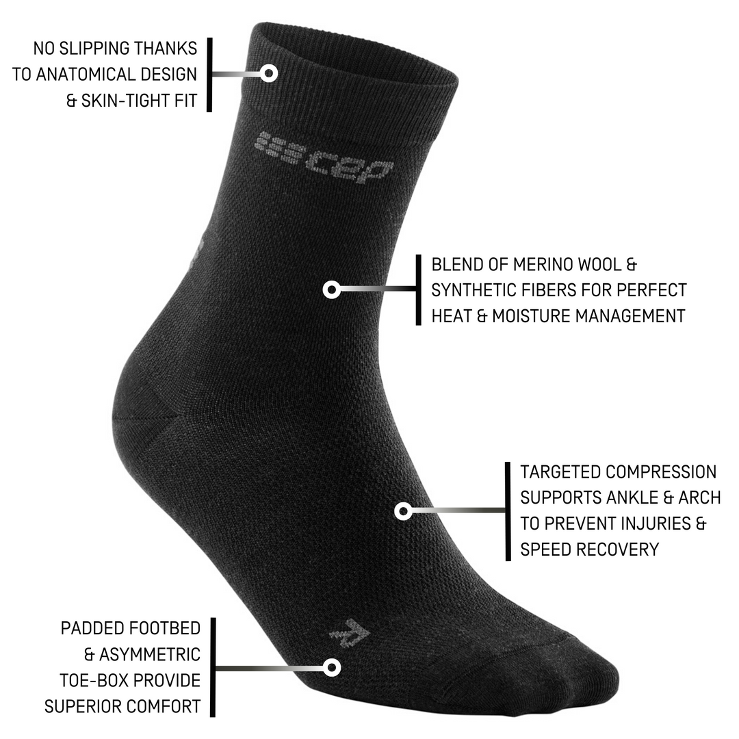 Allday Merino Mid Cut Compression Socks, Men, Anthracite, Detail