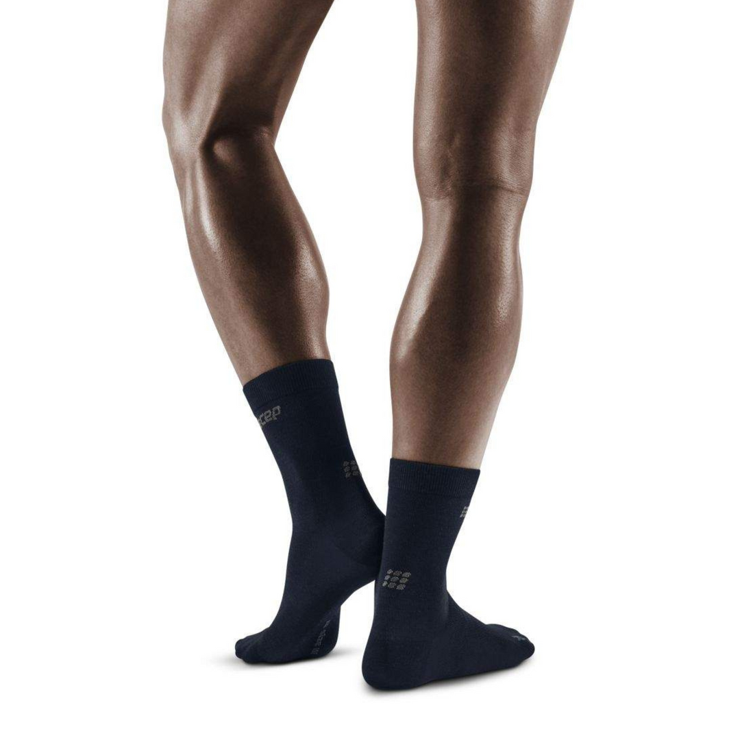Allday Merino Mid Cut Compression Socks, Men, Dark Blue, Back View Model