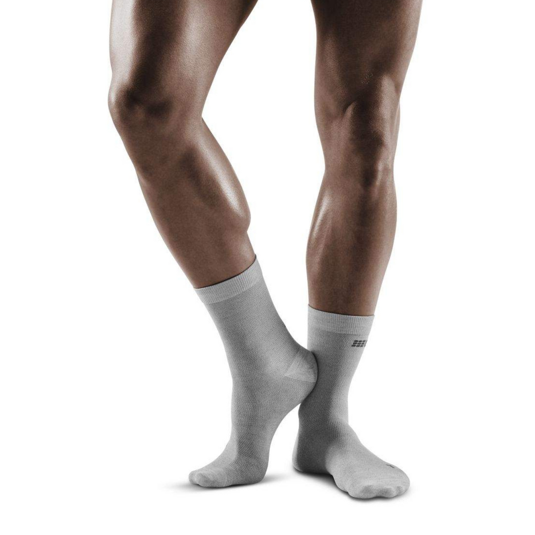 Allday calcetines de compresión de corte medio merino, hombres, gris claro