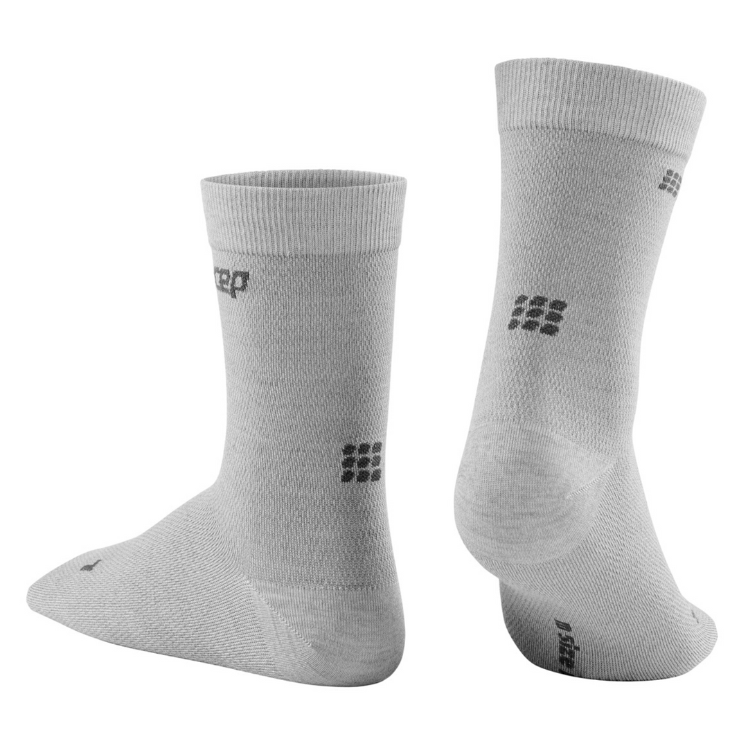 Allday Merino Mid Cut Compression Socks, Men, Light Grey, Back View