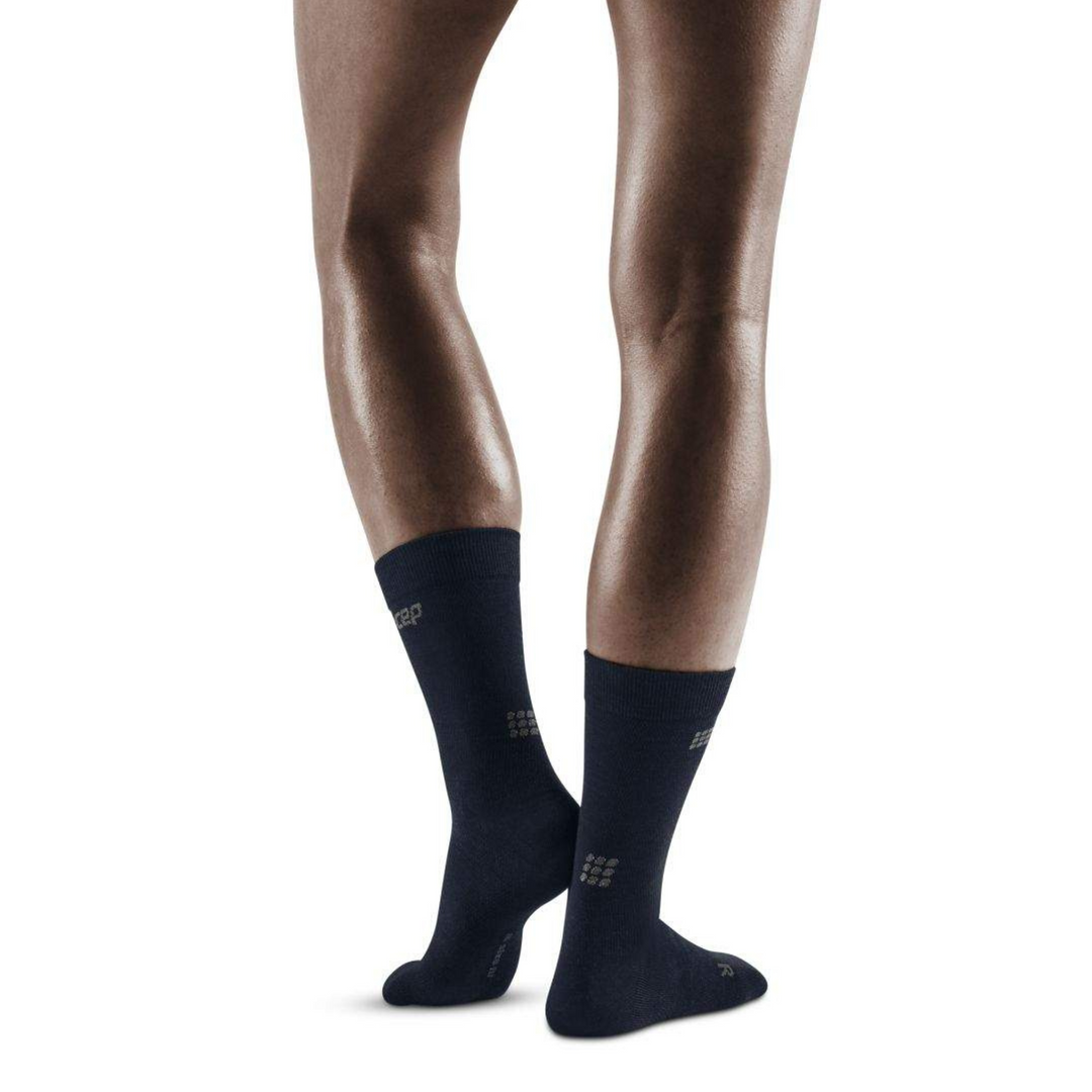 Allday Merino Mid Cut Compression Socks, Women, Dark Blue, Back View Model