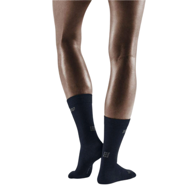 Allday Merino Mid Cut Compression Socks, Women, Dark Blue, Back View Model