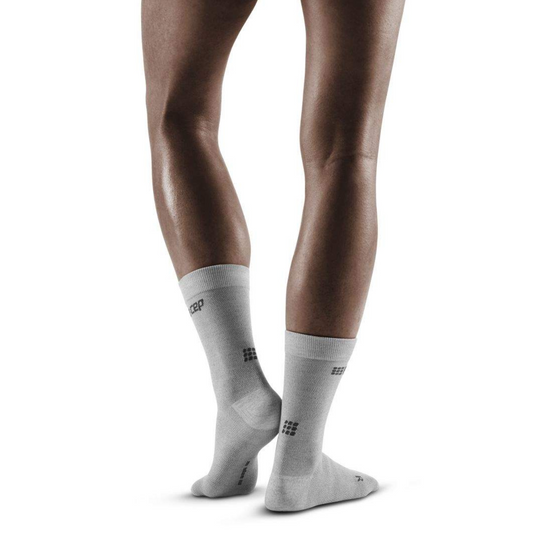 Allday Merino Mid Cut Compression Socks, Women, Light Grey, Back View Model