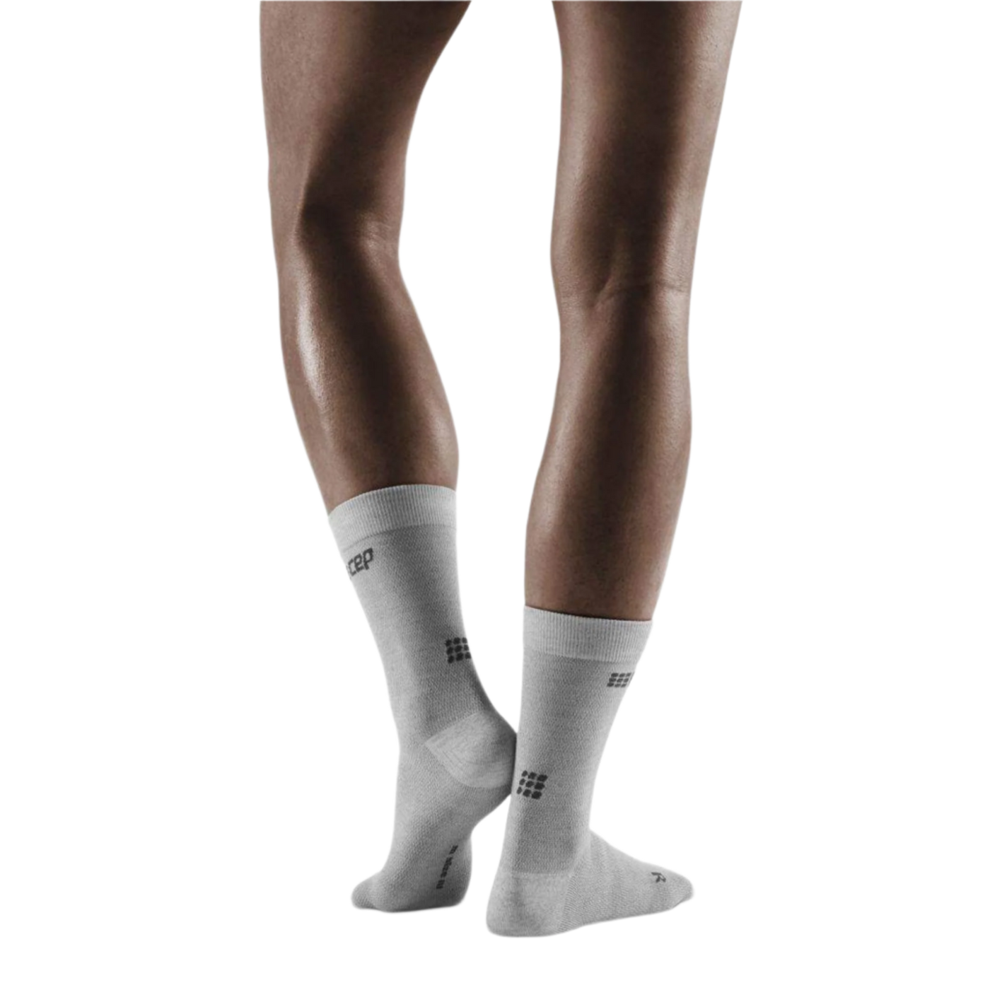 Allday Merino Mid Cut Compression Socks, Women, Light Grey, Back View Model