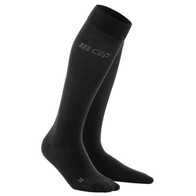 Allday Merino Tall Compression Socks, Men, Anthracite, Front View