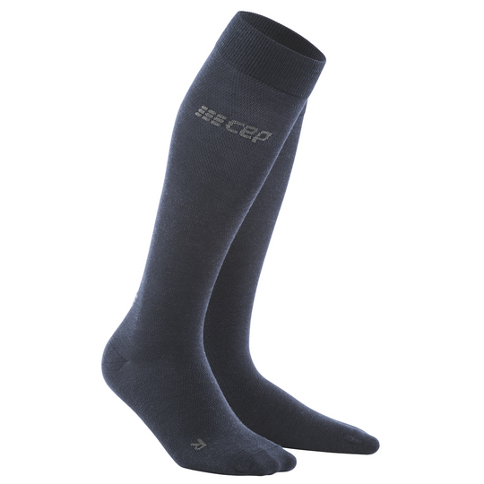 Allday Merino Tall Compression Socks, Men, Dark Blue, Front View