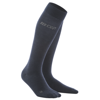 Allday Merino Tall Compression Socks, Men, Dark Blue, Front View